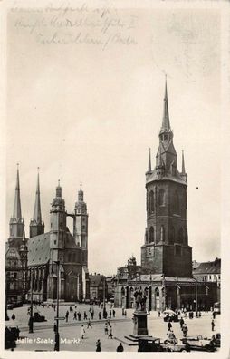 Halle/Saale Markt Postkarte AK 1936