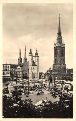 Halle/Saale Blick vom Rathaus auf den Markt Postkarte AK 1941