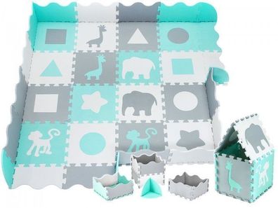 Krabbelmatte Puzzelmatte mit Rand Spielmatte 150 x 150 x 1 cm + Wasserdicht