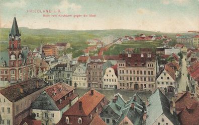 Blick vom Kirchturm gegen die Stadt Friedland Böhmen Postkarte AK 1912