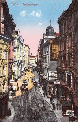 Brünn (Brno) Ferdinandsgasse Straßenbahn Postkarte AK 1912