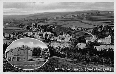 Grün bei Asch Sudetengau Gasthaus zum blauen Engel Feldpost Postkarte 1943