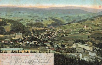 Stadtansicht Tannwald Schumburg Isergebirge Böhmen Postkarte AK 1904