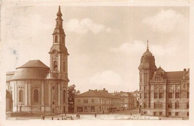 Haida Nový Bor Marktplatz Kirche Böhmen Postkarte 1930