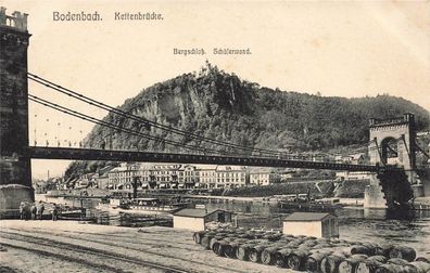 Kettenbrücke, Schäferwand und Bergschloss in Bodenbach Böhmen Postkarte AK