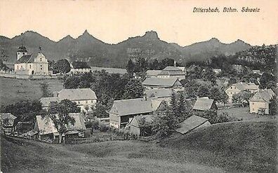 Stadtansicht Dittersbach Böhmen Schweiz Postkarte AK 1925