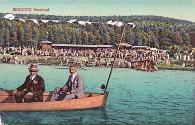 Strandbad Jechnitz Böhmen Postkarte AK