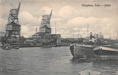 AK Königsberg Ostpreußen Hafen, Schiffe, Dampfer Postkarte