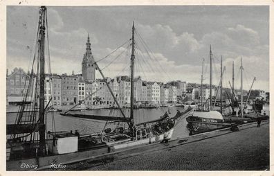 Elbing / Elblag Hafen Schiffe Postkarte 1939