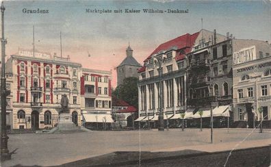 Graudenz Marktplatz mit Kaiser Wilhelm-Denkmal Feldpost AK 1917