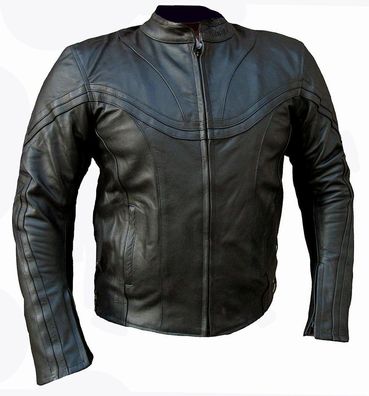 Motorrad Jacke Herren Motorrad Lederjacke Schwarz Leder mit Protektore M-XXXL