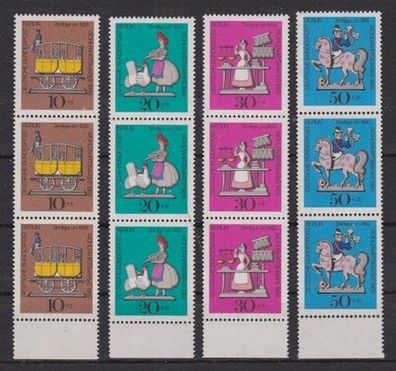 Berlin 1969 postfrisch 3er senkrecht Streifen mit Unterrand MiNr. 348-351 Zinnfiguren