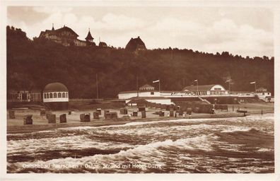 Strand mit Hotel Düne Ostseebad Rauschen Ostpreußen Postkarte AK