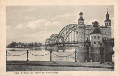 Tilsit Königin Luise-Brücke mit Brückenkopf Feldpostkarte AK 1917