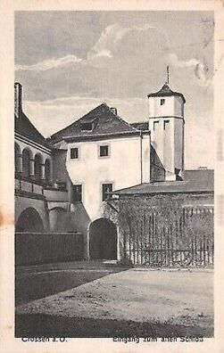 Crossen a. O. Eingang zum alten Schloß Postkarte AK 1928