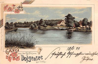 Dolgensee bei Vietz Försterei Litho Postkarte 1899