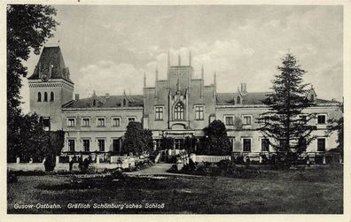 Gräflich Schönburgsches Schloß Gusow-Ostbahn Ostbrandenburg Postkarte AK 1934