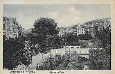 Landesberg Warthe Bismarck - Platz Postkarte 1919