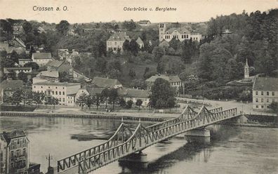 Oderbrücke und Berglehne Crossen an der Oder Ostbrandenburg Postkarte AK 1910