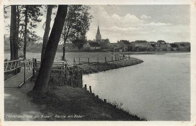 Partie am Bober Christianstadt am Bober Ostbrandenburg Postkarte AK 1940