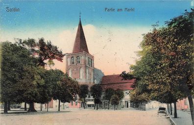 Partie am Markt in Soldin Ostbrandenburg Postkarte AK 1916