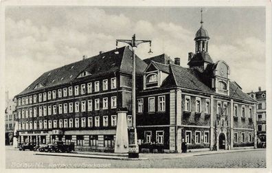 Rathaus mit Sparkasse in Sorau N. L. Ostbrandenburg Postkarte AK