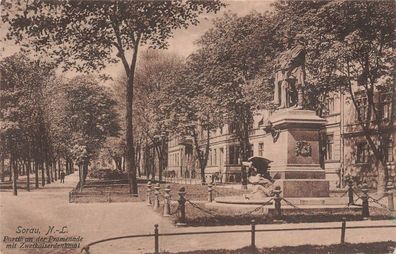 Partie an der Promenade Zweikaiserdenkmal Sorau Ostbrandenburg Postkarte AK 1916