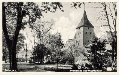 Promenade und Wächterturm Sorau Niederlausitz Ostbrandenburg Postkarte AK