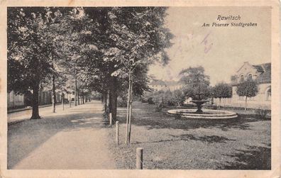 Rawitsch Am Posener Stadtgraben Postkarte Posen Rawicz 1918