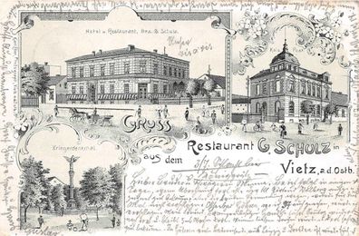 Vietz Witnica Ostbrandenburg Restaurant G. Schulz Litho Postkarte 1899