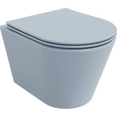 Mexen Rico Rimless WC, Hängend, Slim Sitz mit Absenkautomatik, Blau/Grau Matt