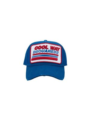 Dsquared2 Cool Way Embroidered Logo Kappe Baseballkappe Cap Blau