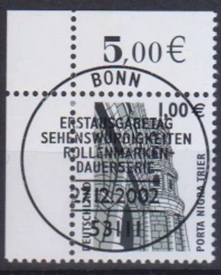 BRD 2002 gestempelt ESST Bonn Eckrand oben links MiNr. 2301 A Porta Nigra Trier