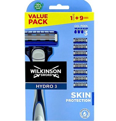 Wilkinson Hydro 3 Skin Protection Rasierer + 9 Ersatzklingen Neu + OVP