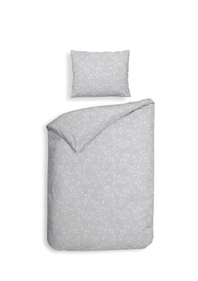 Heckett & Lane Flanell Bettwäsche 135x200 Alloro Light grey silber Miniblätter