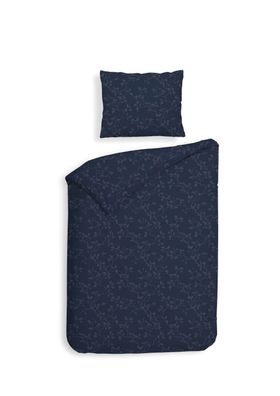 Heckett & Lane Flanell Bettwäsche 155x220 Alloro Dark Blue dunkelblau Miniblätter