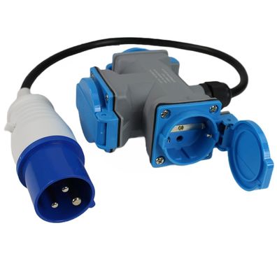 Adapterkalbel CEE 16A auf 3x Steckdose Schuko 230V-250V mit Kabel und CEE Stecker