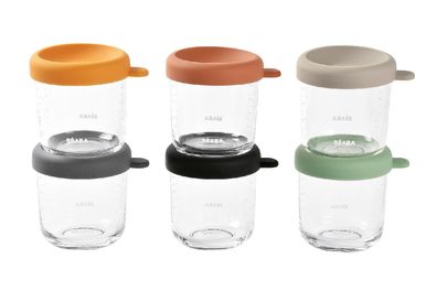 BEABA Portionsbehälter aus Glas 250ml sunrise color mix 6er Set