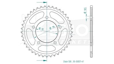 ESJOT Kettenrad "35057" 530, Stahl 41 Zähne