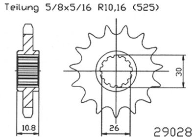 ESJOT Antriebsritzel "29028" 525, Stahl 16 Zähne