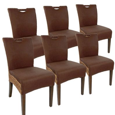 Rattanstühle Esszimmer Stühle Set 6 Stück Wintergarten Stühle Bilbao prairie brown
