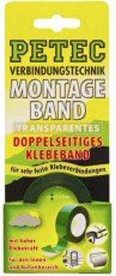 PETEC Montageband Doppelseitiges Hochleistungs Kle 2 m x 19 mm