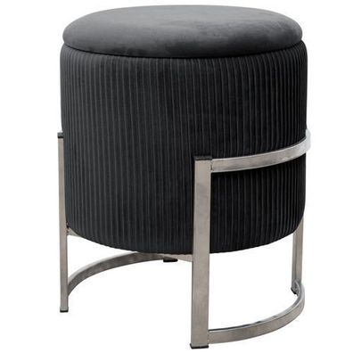 Pouf AKORD PORTO aus Samtstoff mit Stauraum in Schwarz Durchmesser 40 cm Höhe 46 cm