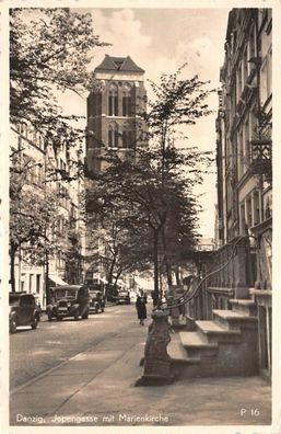 Danzig Jopengasse mit Marienkirche Postkarte AK 1940