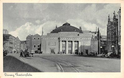 Danzig Theaterplatz Postkarte AK