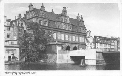 Danzig Grünes Tor an der Mottlau / Motlawa 1942 Postkarte