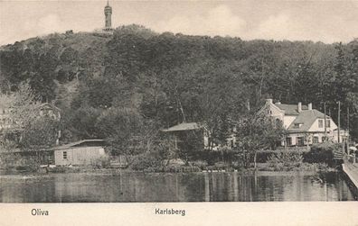 Blick zum Karlsberg in Oliva Danzig Postkarte AK 1905