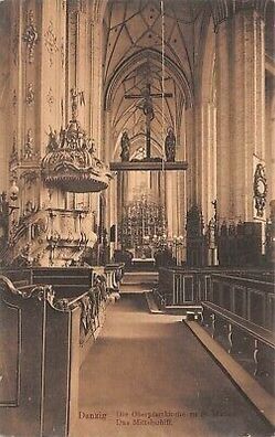 Danzig Oberpfarrkirche St. Marien Mittelschiff Postkarte