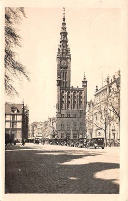 Danzig Rathaus alte Auto PKW Parkplatz Postkarte 1943