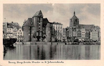 Danzig Lange Brücke Krantor m. St. Johanniskirche Feldpostkarte AK